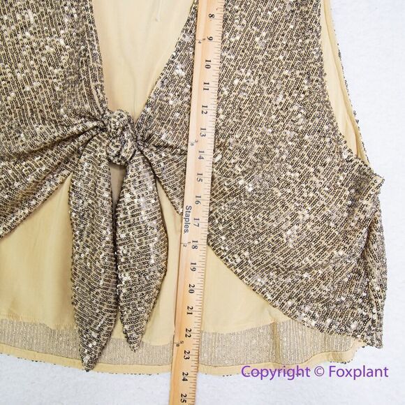 New! Free People  Lost In Your Light Sequin Tie Front Women's Top, size‎ XL - Picture 7 of 14